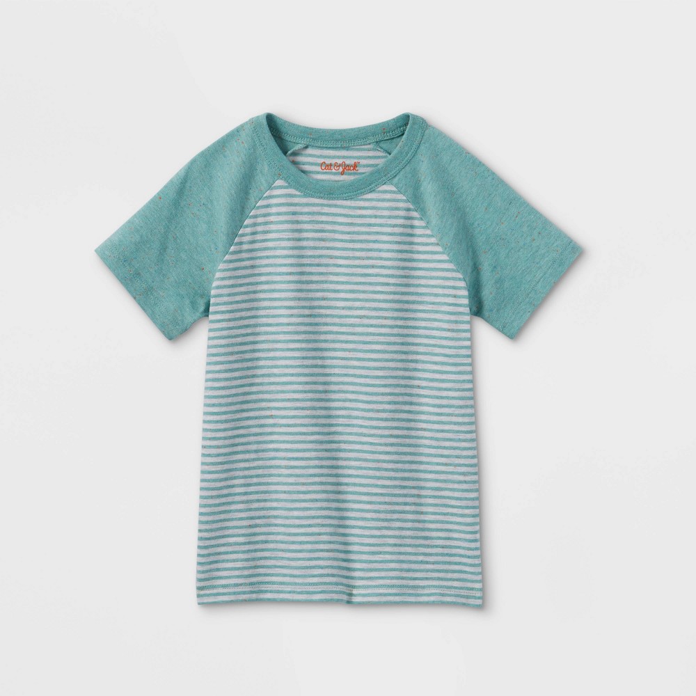 Toddler Boys' Striped Baseball Short Sleeve T-Shirt - Cat & Jack Green 18M