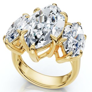 Pompeii3 Certified 10Ct Marquise Diamond Engagement Ring 3-Stone 14k Gold or Pt Lab Created - 1 of 4