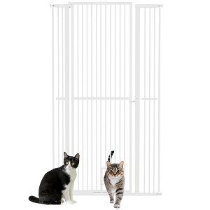 PawHut 67" Extra Tall Pet Gate for Cats, 30"-41" Dog Gate with Cat Door, 1.4" Narrow Gap, 2.8" and 5.5" Extension, for Doorway, Hallway, Stairway - 1 of 4