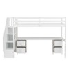 PAGED Full Size Loft Bed with Desk Simple Modern Wooden Bed Frame with Storage Drawers, LED and Inclined Ladder for Bedroom - 3 of 4