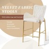 Kumasinova Velvet Tufted Counter Height Bar Stools Set of 2, Golden Metal Frame Counter Stools with Footrests, 28.75" Bar Height Arm Chairs - 2 of 4
