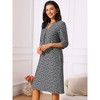 INSPIRE CHIC Women's Fall Casual 3/4 Sleeve V Neck Abstract Geometric Knee Length Dress with Pockets - 3 of 4
