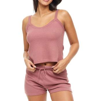 Women's Comfy Sleepwear Tank Top with Runner Shorts, 2-Piece Fuzzy Paj –  Trendilize