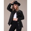 INSPIRE CHIC Women's Frayed Hem Long Sleeve Button Up Oversized Denim Jackets with Pockets - 3 of 4