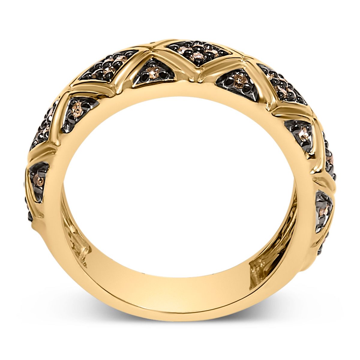 Haus of Brilliance 10K Yellow Gold Plated .925 Sterling Silver 3/8 Cttw Champagne Diamond Geometric Band Ring - thumbnail 5