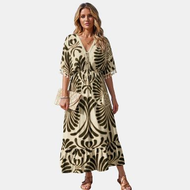Cupshe Women's Always Extra Ornate Maxi Beach Dress - Brown