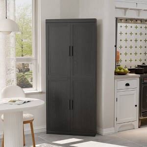 Spassway Black Kitchen Pantry Cabinet Tall Wood Storage Cabinet with Doors and Adjustable Shelves Kitchen Freestanding Cupboard for Dining Room - 1 of 4