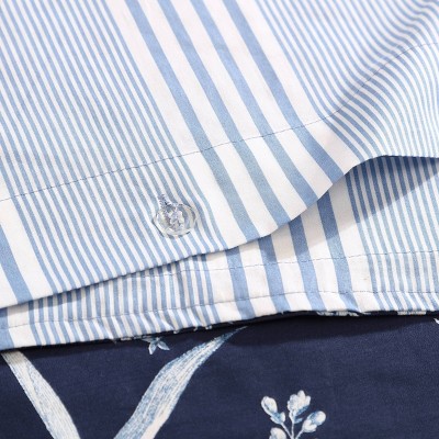 Indigo Blue Floral Cotton Full/Queen Bedspread Cover with Frills