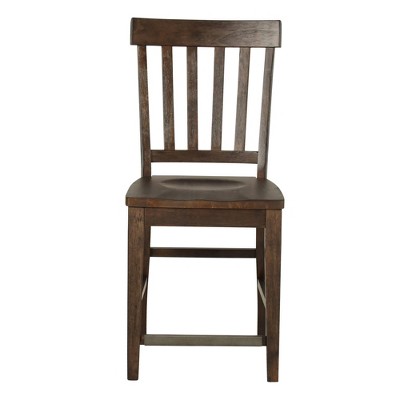 Counter Height Solid Rubberwood Cayla Counter Chair (Set of 2) in Farmhouse Style with Slat Back, Scooped Seats, Wooden Cap Rail and Stretchers