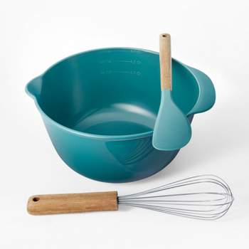 3pc Plastic/Silicone Mixing Bowl with Whisk and Spatula Gift Set - Figmint™