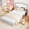 Upholstered Twin/Full Bed Frame for Kids with Scallop Headboard, Cute Velvet Low Bed Frame for Girls, Boys, Sturdy Platform Bed - 4 of 4