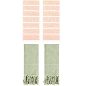 REGALWOVEN 4 Packs Striped and Solid Absorbent Soft Cotton Hand Towel for Bathroom - 1 of 4