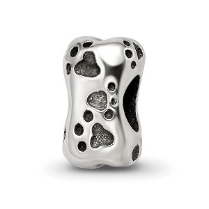 Black Bow Jewelry Sterling Silver Dog Bone Bead Charm - 1 of 4