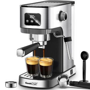FONTOI Compact Coffee Maker Espresso Machine, Latte Machine with ESE Pod Filter Milk Froth Steam Wand, 20 Bar Pressure, Silver 11.8"* 5.9"*12.2" - 1 of 4