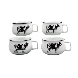 Omniware Country Farm 20oz Soup Bowl Mug Set of 4 - Stoneware with Handle, Cartoon Animal Design, Dishwasher Safe - 1 of 1