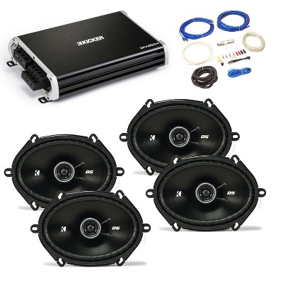 Kicker 43DSC6804 6x8” DS-Series Speakers with (2 pair) 43DXA2504 DX-Series Amplifier and wire kit