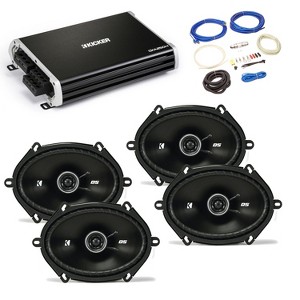 Kicker 43DSC6804 6x8” DS-Series Speakers with (2 pair) 43DXA2504 DX-Series Amplifier and wire kit - 1 of 4