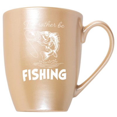 Elanze Designs I'D Rather Be Fishing Pearlescent Sand 10 ounce New Bone China Coffee Cup Mug