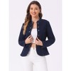 Allegra K Women's Stand Collar Long Sleeve Open Front Distressed Denim Blazer - 4 of 4