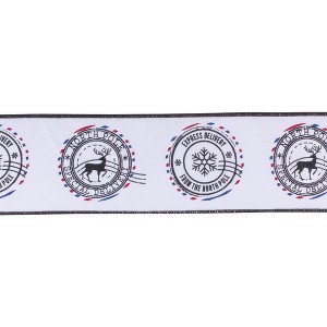 North Pole Holiday Ribbon Set – 4" x 5 Yards Wired Cotton Christmas Postal Decorative Ribbon (Set of 2) by Melrose - 1 of 3