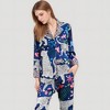 Anna-Kaci Lounge Women's Satin Leopard and Botanical Print Pajama Set with Button Up Long Sleeve Shirt and Relaxed Fit Pants - 4 of 4