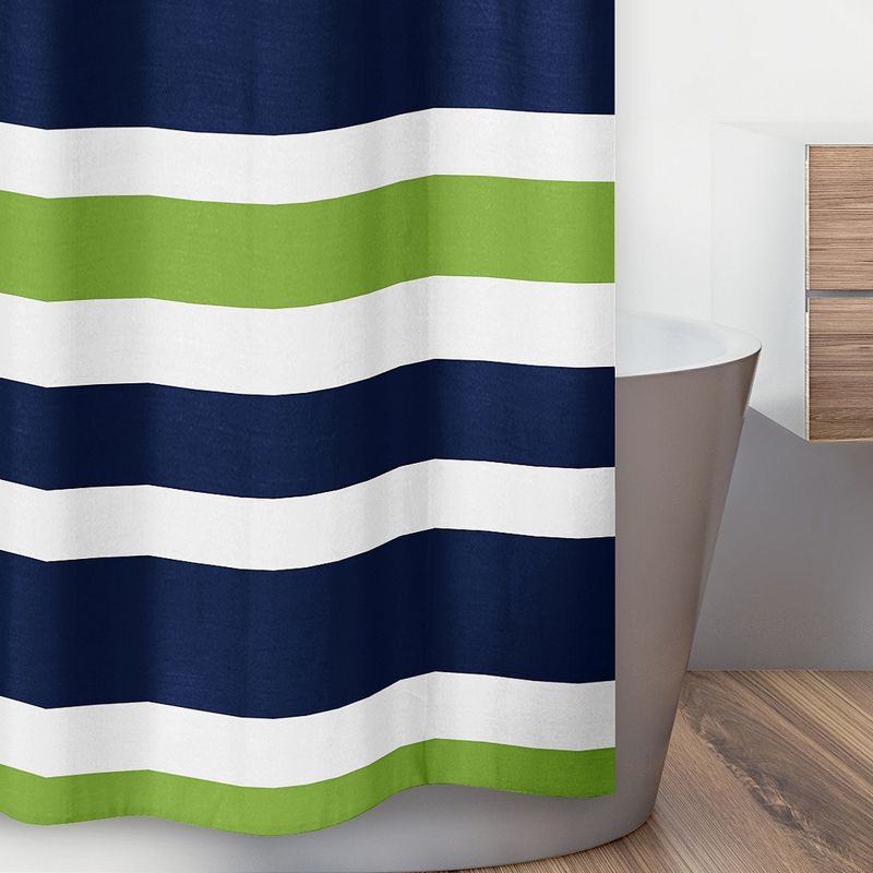 Sweet Jojo Designs Shower Curtain 72in.x72in. Stripe Blue Green Grey, 4 of 7