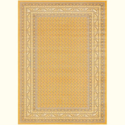 Yellow and Gray Rectangular Stain-Resistant Synthetic Area Rug