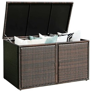 88 Gallon Garden Patio Rattan Storage Container Box - 1 of 4