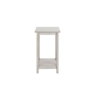 Farmhouse Charm Whitewash Solid Wood Rectangular Side Table