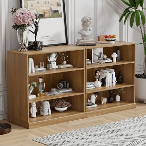 PexFix 31"x62"x16" Wood Bookshelf with Adjustable Shelves in Natural Color - 1 of 2