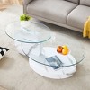 Lyngins Oval Tempered Glass Coffee Table, Contemporary Artistic Double Layer Tea Table with Anti-Slip Pads, Ideal Center Table & Living Room Table - 2 of 4