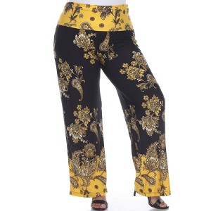 Women's Plus Size Floral Paisley Printed Palazzo Pants - White Mark - 1 of 4