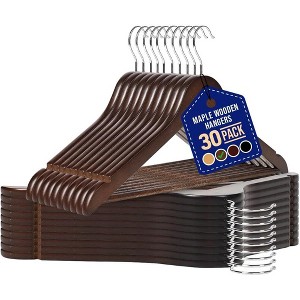 Lifemaster Solid Wooden Hangers for Clothes - Heavy Duty Suit Hanger Set with Chrome 360° Swivel Hook - 1 of 4