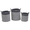 Household Essentials Set of 3 Cotton Striped Baskets: Round Decorative Storage with Handles, Handwoven Gray - 3 of 4