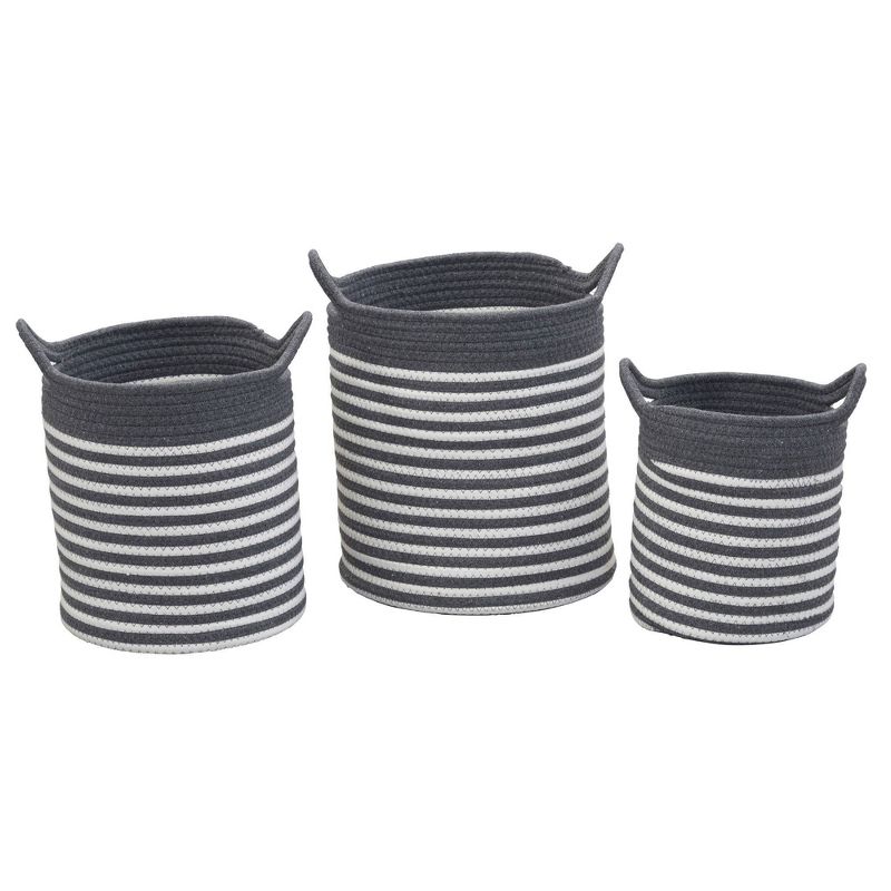 Household Essentials Set of 3 Cotton Striped Baskets, 4 of 9