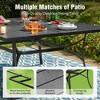 Captiva Designs 9pc Spacious Slat-top Square Metal Table with Umbrella Hole & Armrest Rattan Chairs with Blue Cushions - 4 of 4