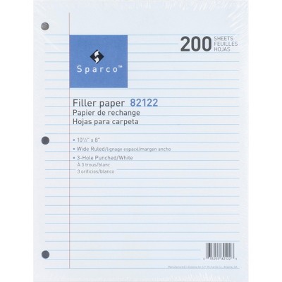Sparco Filler Paper Wide Ruled 16lb. 10-1/2"x8" 200/PK WE 82122