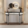 NicBex Half-Moon Shape Console Table with Mirrored Top, Entryway Table with Luted Glass & Knob Drawer, Side Table for Living Room, Entryway - 3 of 4