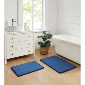 Royal Velvet Set of 2 17"x24" Signature Solid Memory Foam Bath Rugs Navy Blue - 1 of 4