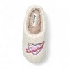 Aéropostale Women’s Fuzzy “Pink Heart-Planet” Mule Slippers – Ivory Slip-On House Shoes with Pastel Planet-Heart Embroidery - 2 of 4