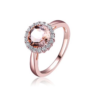 Guili Brilliance Sterling Silver Rhodium Plated Halo Round Cut Clear Cubic Zirconia Solitaire Style Elegant Timeless Statement Jewelry Size 6, 7, 8 - 1 of 4