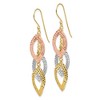 Black Bow Jewelry Tri Color Diamond Cut Dangle Earrings in 14k Gold - 2 of 4