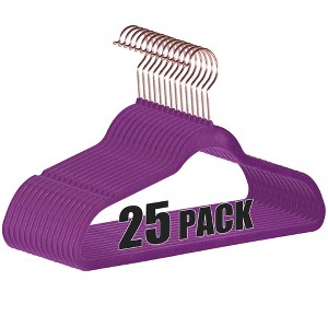 VECELO 25/30/50/60/100 pk Velvet Clothes Hangers Non Slip & Space-Saving Clothes Hangers with Finger Clips & Tie Rack 9 Color - 1 of 4