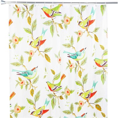 Bird Shower Curtain Set with 12 Hooks, Nature Bathroom Decor (70 x 71 Inches)