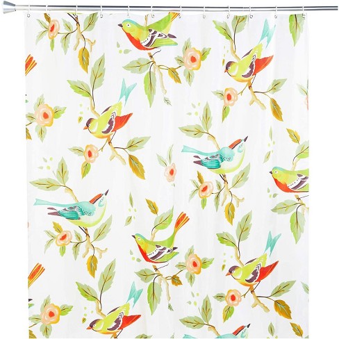 Bird Decor Parrot Flying In Forest Shower Curtain 71X71Inch Polyester With Hooks 