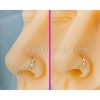 Jewelry Avalanche 20G 14K Gold Bezel Set 3-stone Moissanite Nose Hoop Ring - 4 of 4