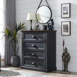 SinCiDo Farmhouse Dresser with 4 Drawer, 28" Wide Vertical Dresser, Wood Rustic Chest of Drawers Organizer Closet, for Living Room, Dark Gray - 1 of 4