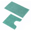 Home Mart Goods 2 Piece Set Turquoise Soft Cozy Plush Chenille Bath Mat Bathroom Rug - 2 of 4