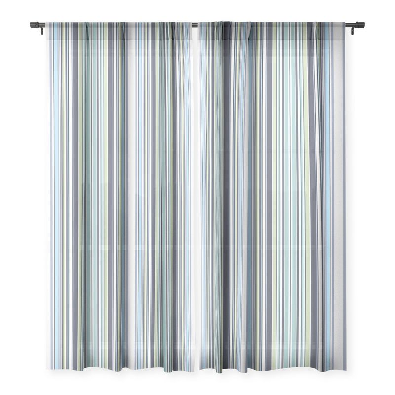 Sheila Wenzel-Ganny Lavender Mint Blue Stripes Single Panel Sheer Window Curtain - Deny Designs, 3 of 7