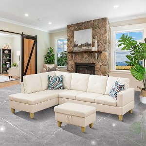 DOMETOUR Modern 3-Piece Living Room Sofa Set (Sofa+Left Side Chaise+Ottoman) - 1 of 4